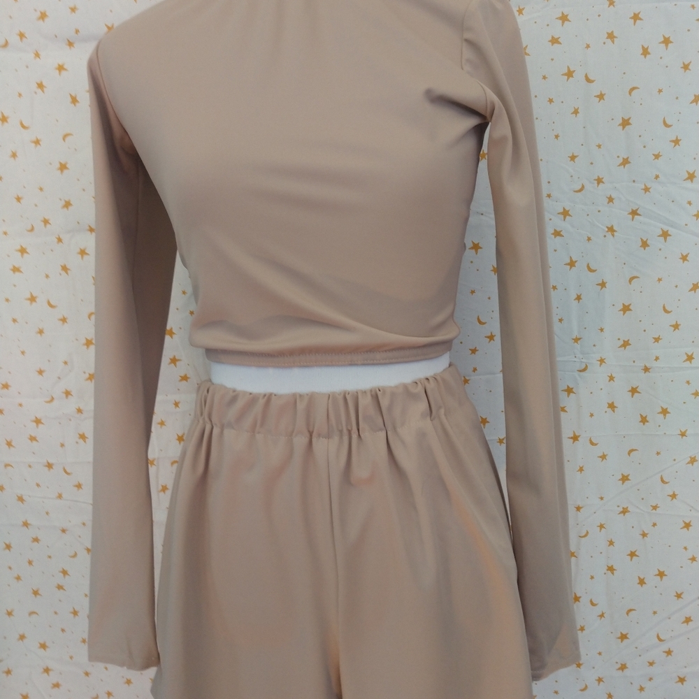 Elegant Tan Long Sleeve Women's Set